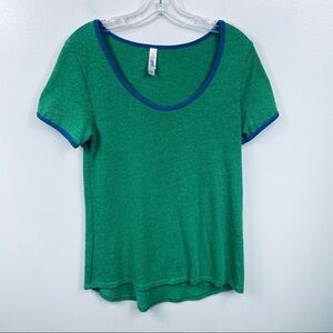 LuLaRoe Green and Blue Ringer Tunic Top XXS